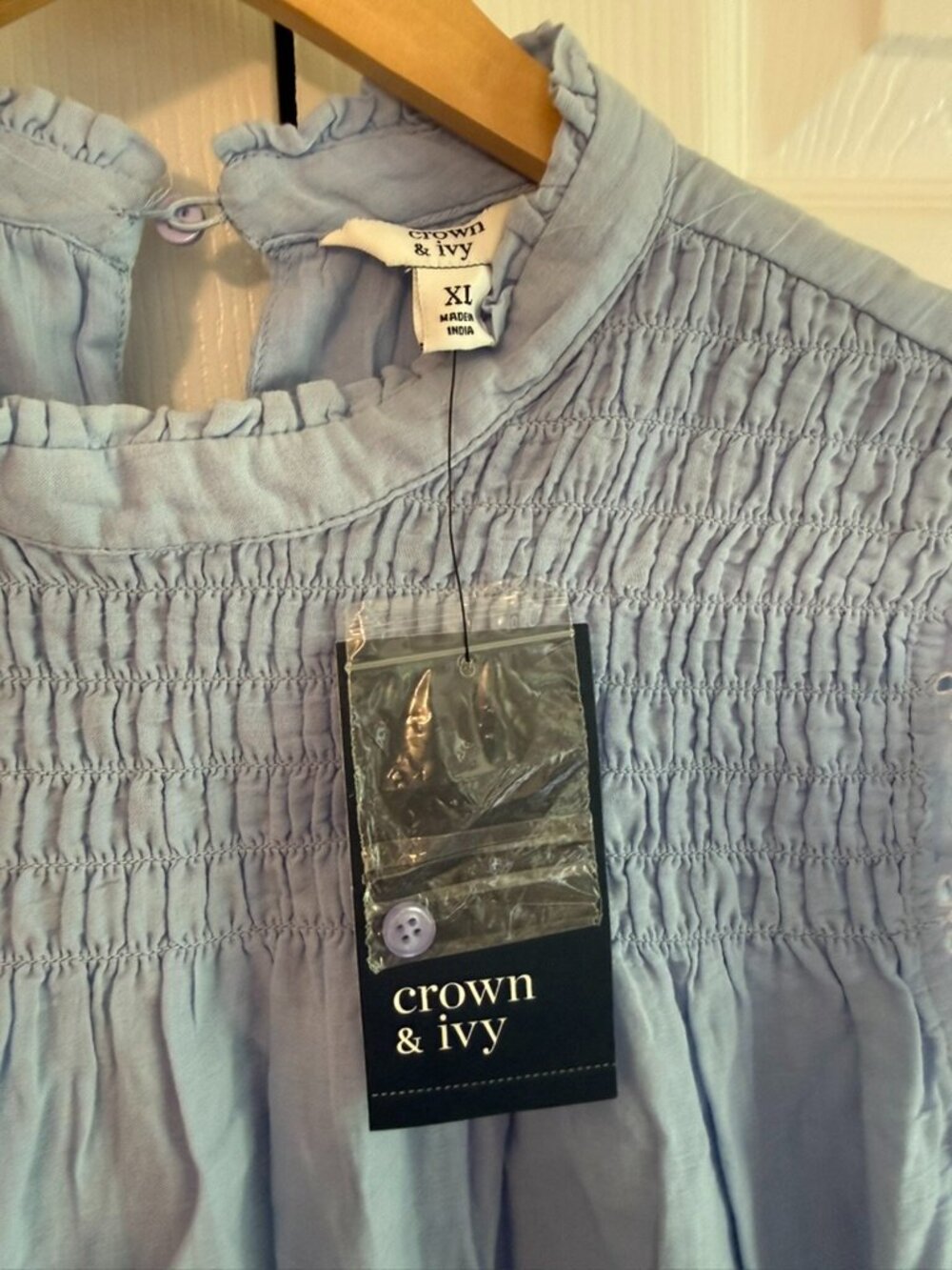 NWT - Crown & Ivy Light Blue Eyelet Dress XL - Picture 4 of 5